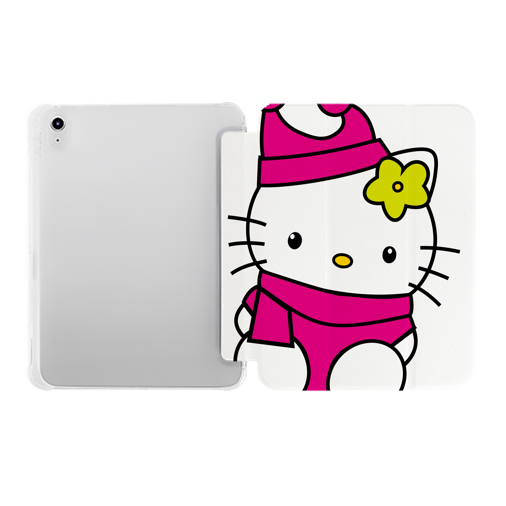 （画像用） Hello Kitty ハローキティ IPad ケース ペン収納付き 三つ折りスタンド PUレザー×シリコン 対応機種9.5/10.5/10.9インチ